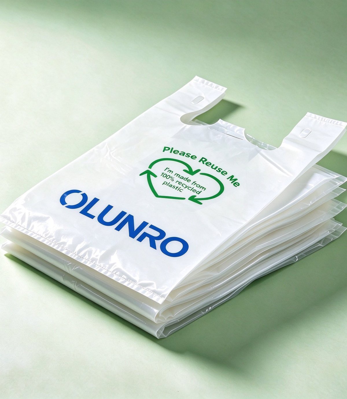 PCR PE vest carrier bag with reuse print
